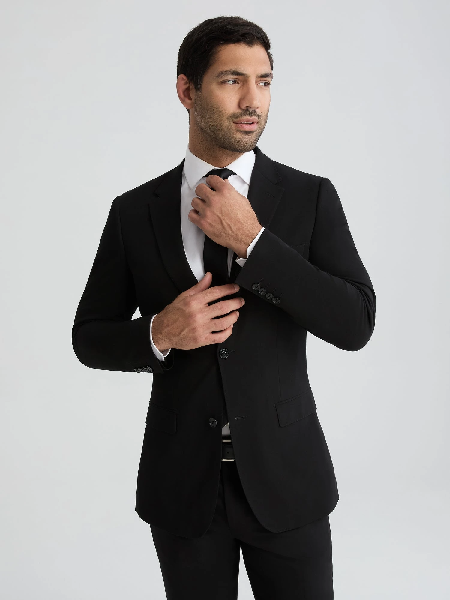 Men’s Deep Black Modern Fit Suit Jacket – Tailored Lightweight Blazer for Business & Formal Wear - Image 5