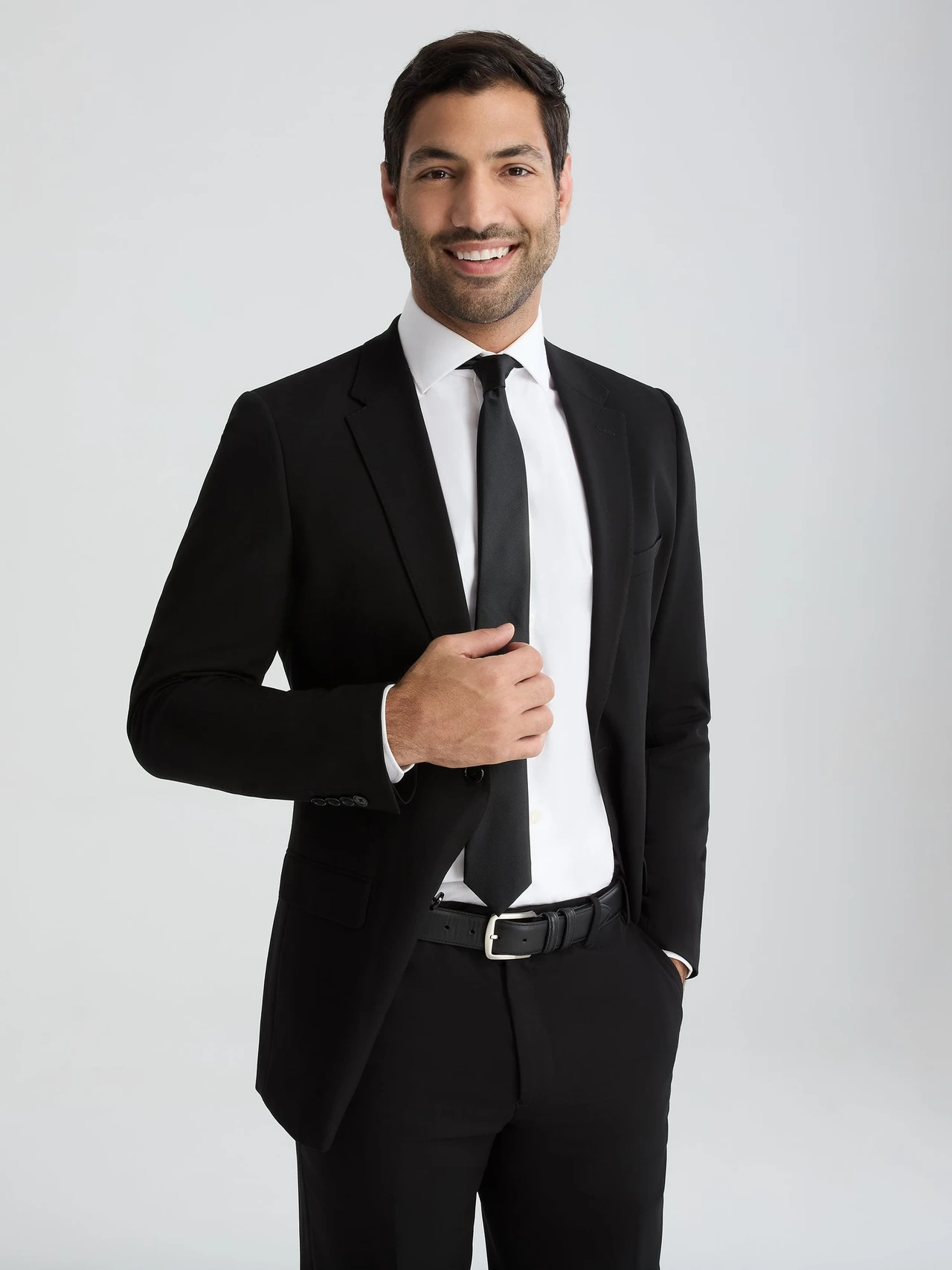 Men’s Deep Black Modern Fit Suit Jacket – Tailored Lightweight Blazer for Business & Formal Wear - Image 4