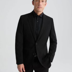 Men’s Deep Black Modern Fit Suit Jacket – Tailored Lightweight Blazer for Business & Formal Wear