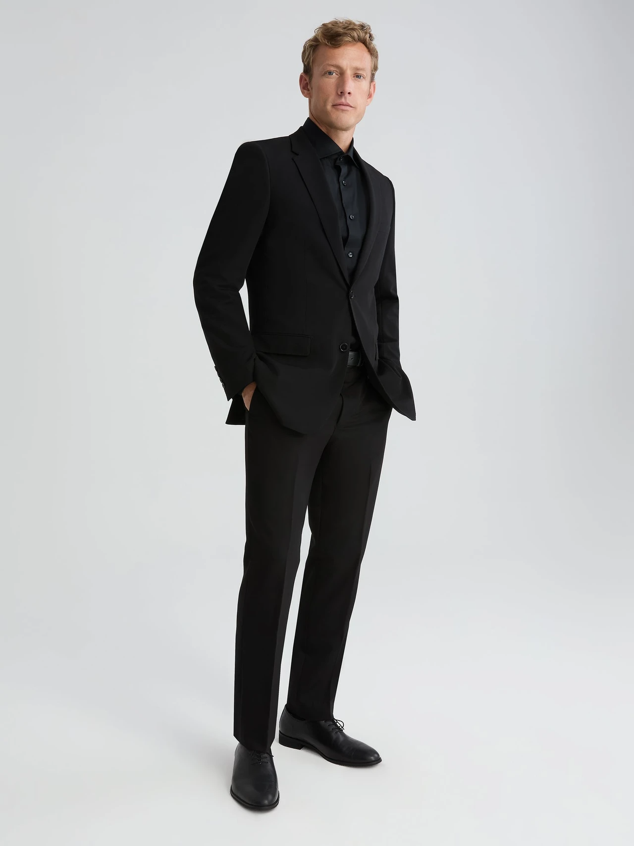 Men’s Deep Black Modern Fit Suit Jacket – Tailored Lightweight Blazer for Business & Formal Wear - Image 6