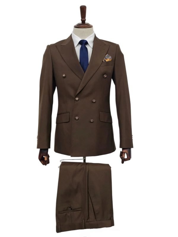 Men’s Brown Double-Breasted Suit – 2-Piece Formal Set with Dress Pants, Wedding Business Wear (2)