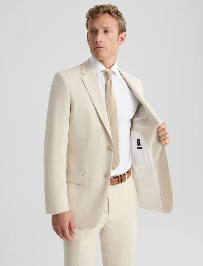 Men’s Light Sand Tan Suit Jacket – Sharp Tailored Modern Formal Wear (1)