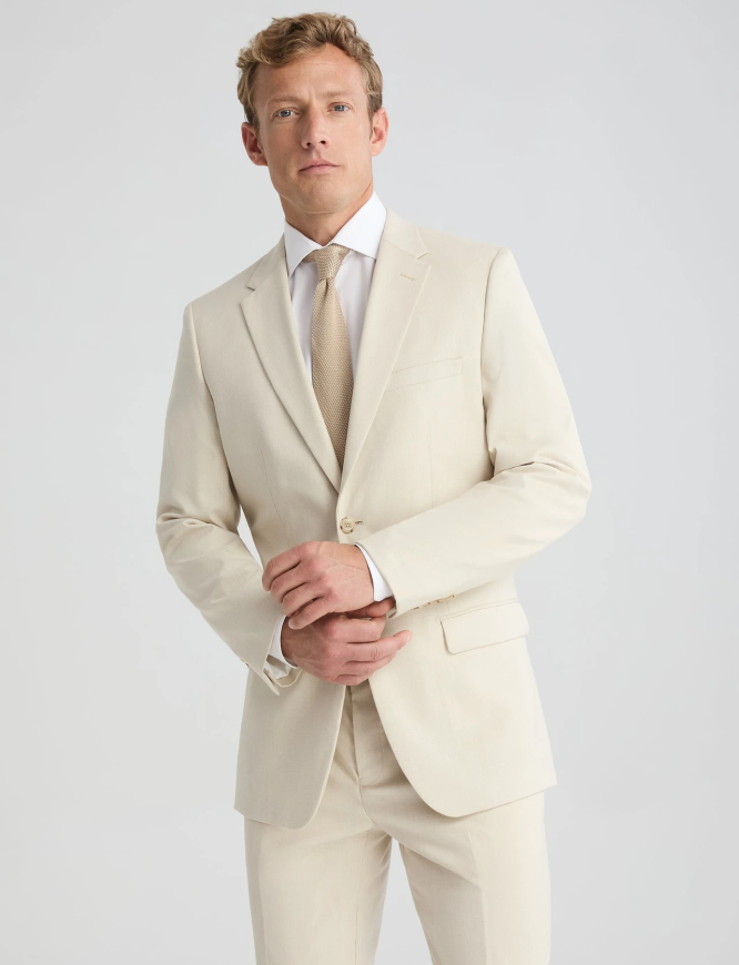 Men’s Light Sand Tan Suit Jacket – Sharp Tailored Modern Formal Wear (2)