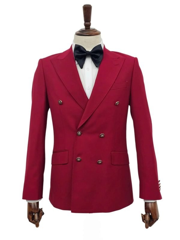 Men’s Wine Red Double-Breasted Suit – 2-Piece Set with Jacket & Dress Pants, Formal Occasion Wear (1)