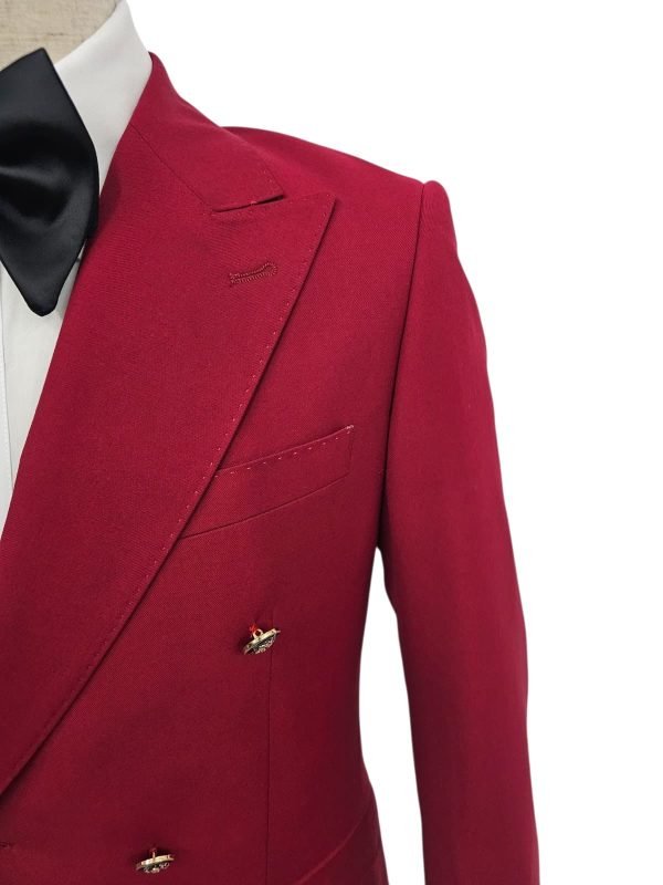 Men’s Wine Red Double-Breasted Suit – 2-Piece Set with Jacket & Dress Pants, Formal Occasion Wear (2)
